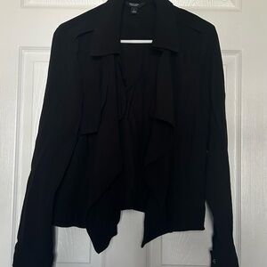 Simply Vera Black Draped Open Front Blazer